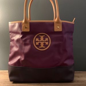 Tory Burch color block leather tote bag